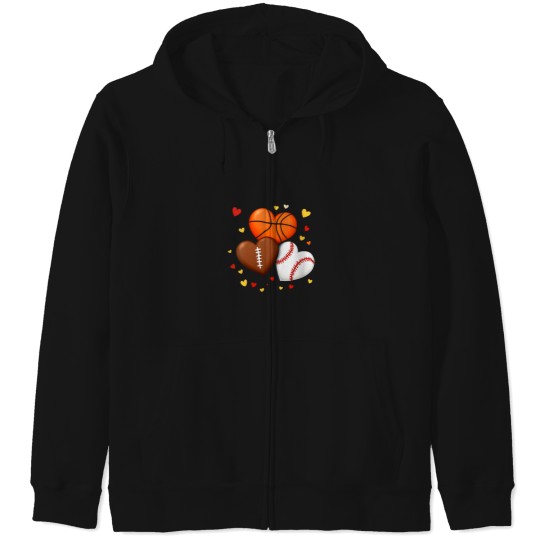 Discover Womens Heart Football Basketball Baseball Valent Zip Hoodies
