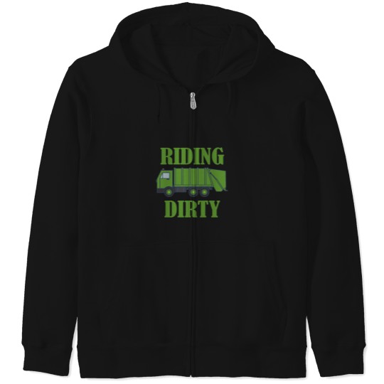 Discover Riding Dirty Garbage Day Gift Trash Truck Recycling Man Kids Active Zip Hoodies