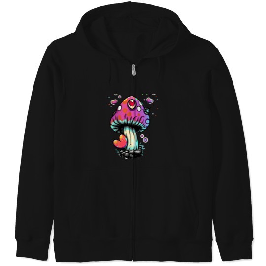 Discover Mushroom Heart Zip Hoodies