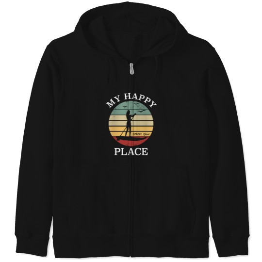 Discover Stand Up Paddle - SUP Girl - My Happy Place Sunset Zip Hoodies