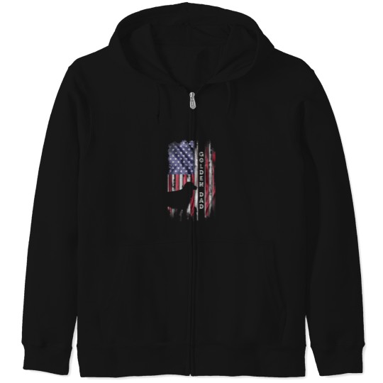 Discover Vintage USA Flag Proud Golden Retriever Dad Silhou Zip Hoodies