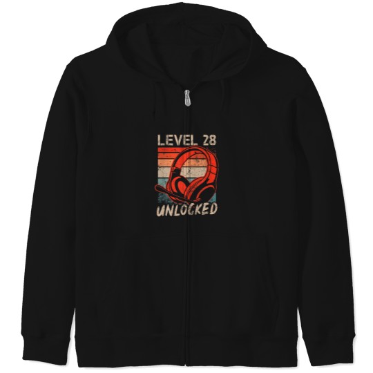 Discover Level 28 Unlocked Video Gamer Lovers 28Th Birthday Zip Hoodies