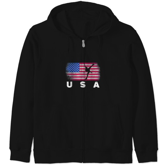 Discover American Flag Figure Skating Cute Us Skaters Zip Hoodies