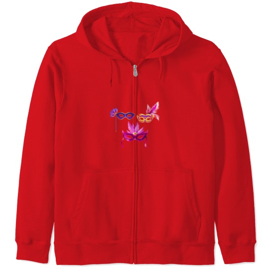 Discover Venice Carnival Mask Brazilian Carnival Mardi Gras in New Orleans Zip Hoodies