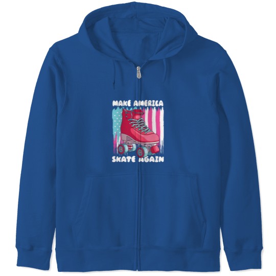 Discover 80s Roller Skate American Flag Cartoon Zip Hoodies