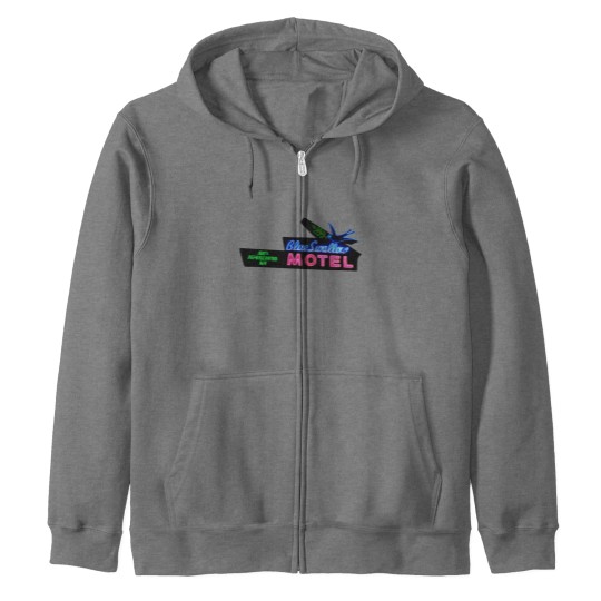 Discover Blue Swallow Motel Neon Sign Route 66 Zip Hoodies