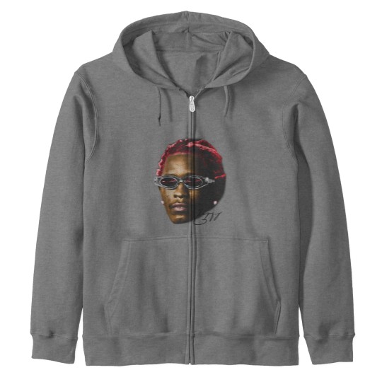 Discover YOUNG THUG Zip Hoodies | Rap Zip Hoodies Concert Merch Kanye Thugger Slime Season | White Red Rare Hip Hop Graphic Print |