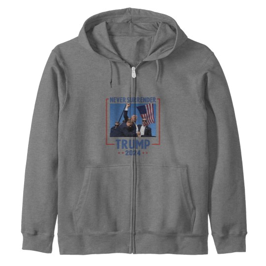 Discover Never Surrender Trump 2024 Zip Hoodie - Shooting & Assassination Design
