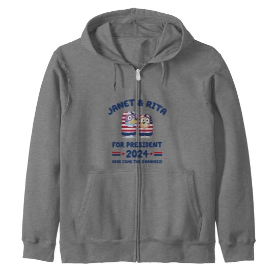 Discover Janet and Rita For President 2024 Election Zip Hoodies, BlueyDad Lovers Zip Hoodies