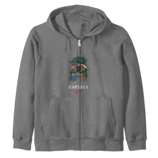 Discover Carioca Rio De Janeiro Brazilian Girl Flag Zip Hoodies