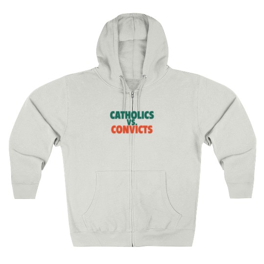 Discover Catholics Vs. Convicts Retro 1988 Football Game Zip Hoodies