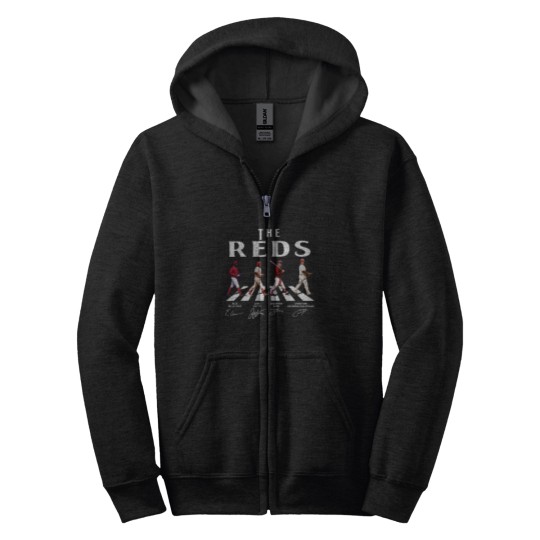 Discover Reds Walking Abbey Road Signatures Baseball Zip Hoodies, Elly De La Cruz, Votto, Jonathan India