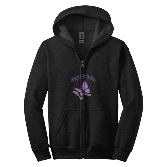 Discover Happy Birthday, Purple Butterfly Zip Hoodies
